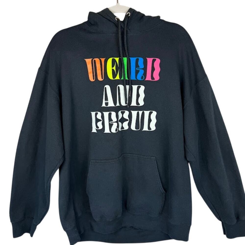 Dressed In LALA Weird and Proud Tour Hoodie Black S/M Oversized UFO Alien